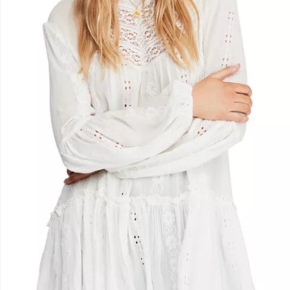 Free People White Lace Kiss Kiss Biho Tunic - Picture 2 of 11